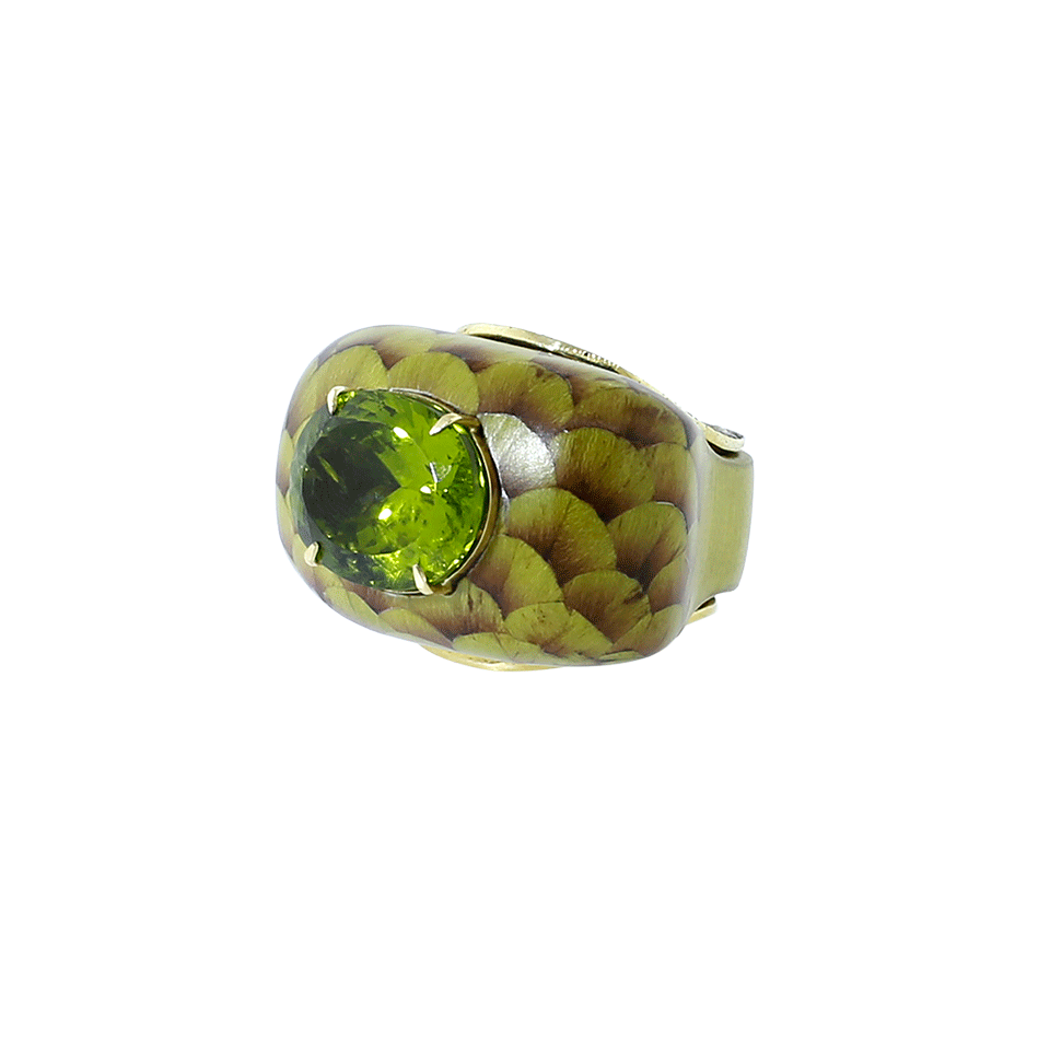 SILVIA FURMANOVICH-Marquetry Green Ring-YELLOW GOLD