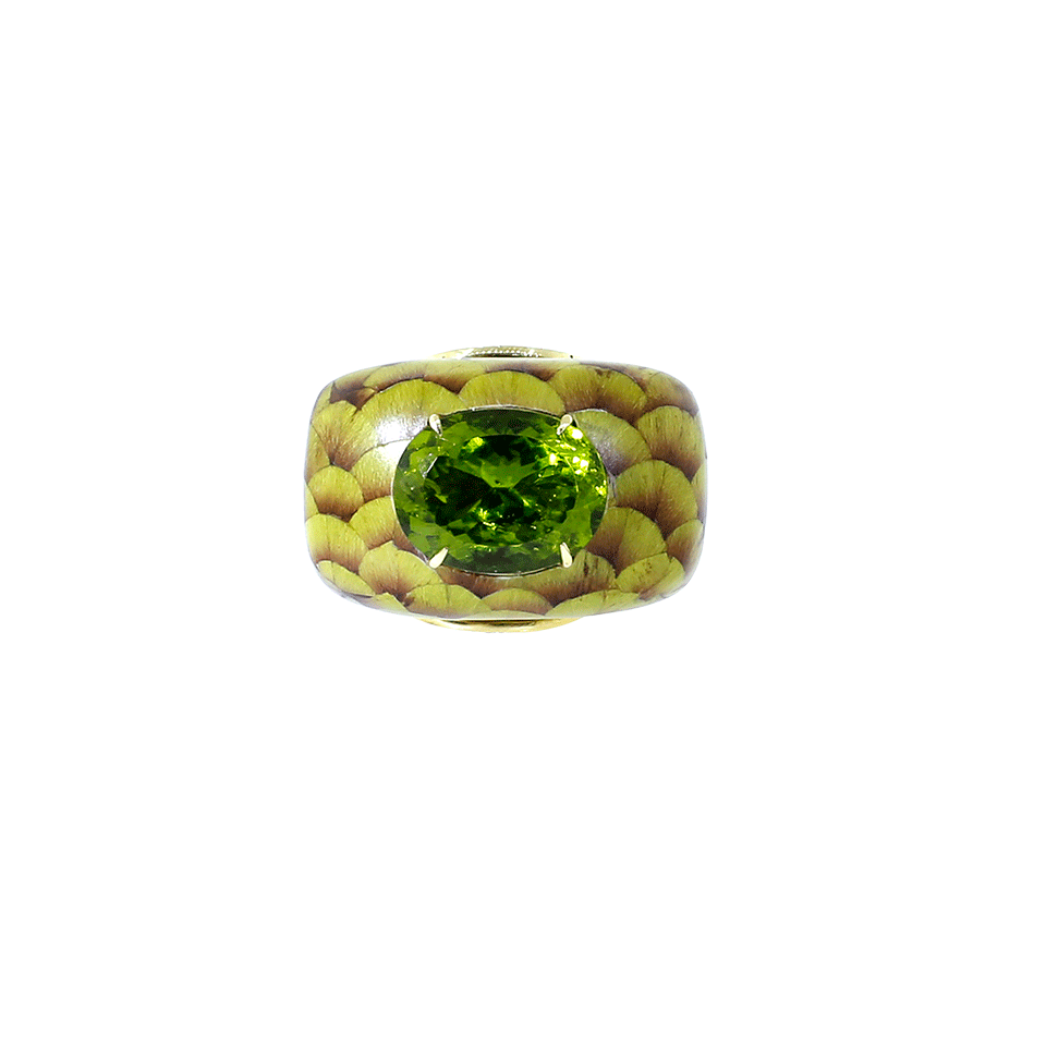 SILVIA FURMANOVICH-Marquetry Green Ring-YELLOW GOLD