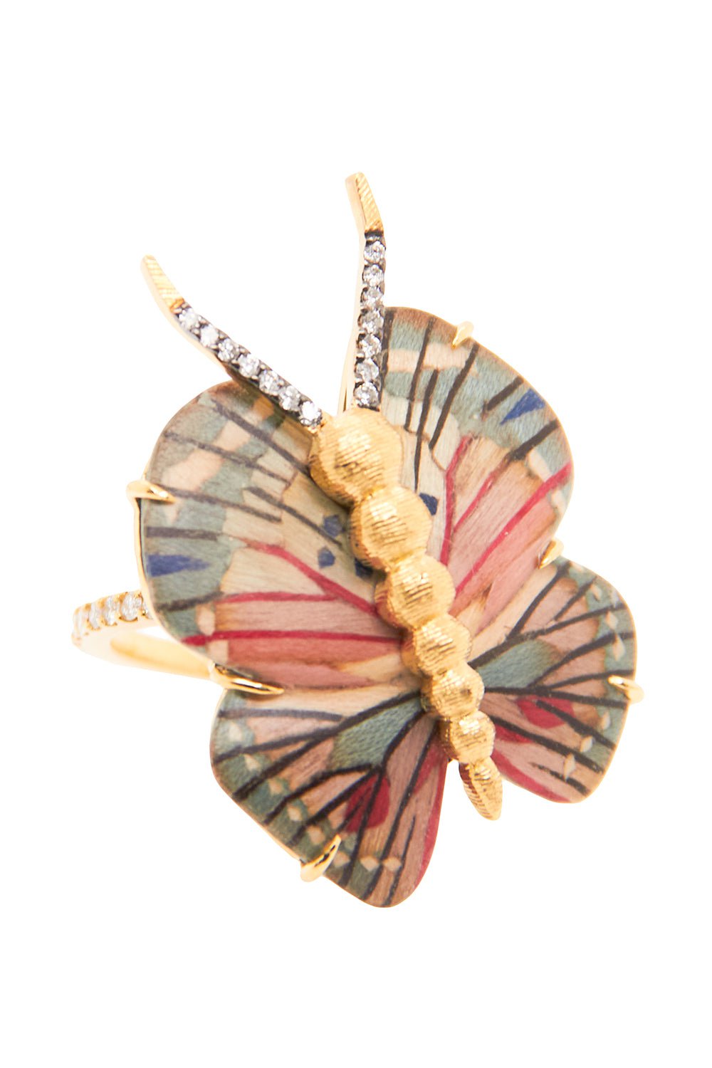 SILVIA FURMANOVICH-Marquetry Butterfly Diamond Ring-YELLOW GOLD