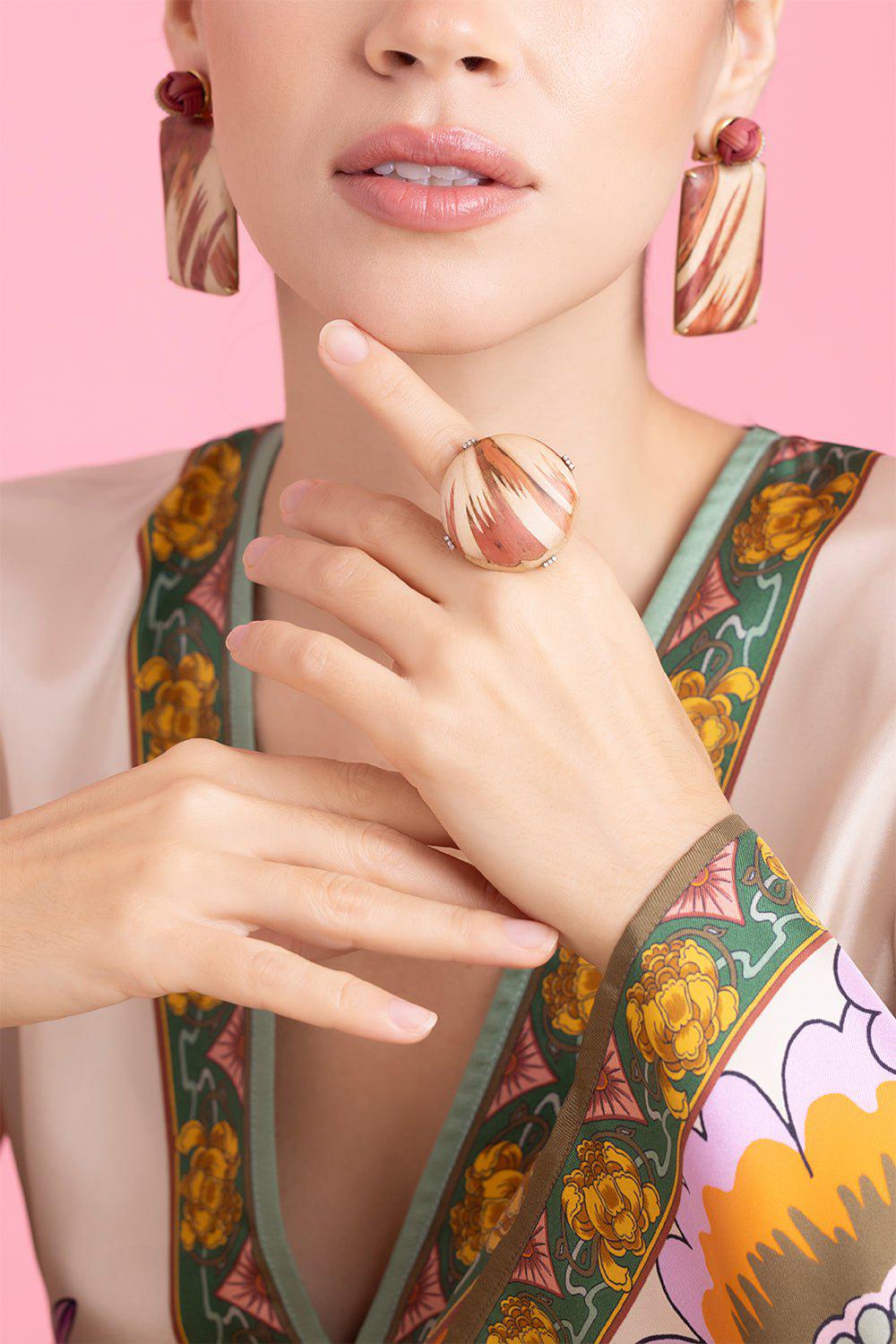 SILVIA FURMANOVICH-Round Marquetry Diamond Ring-YELLOW GOLD