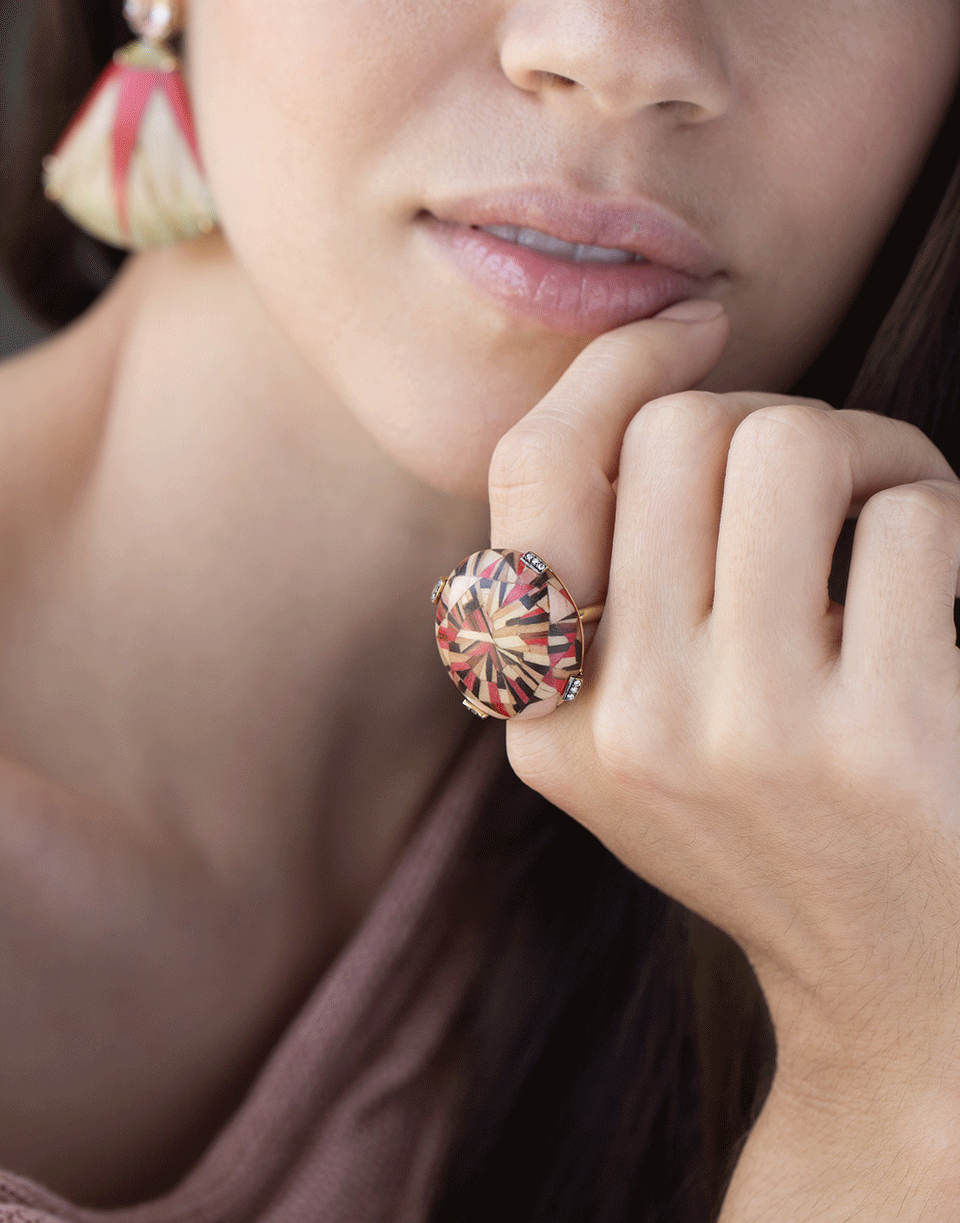 SILVIA FURMANOVICH-Red Marquerty Brown Diamond Ring-YELLOW GOLD