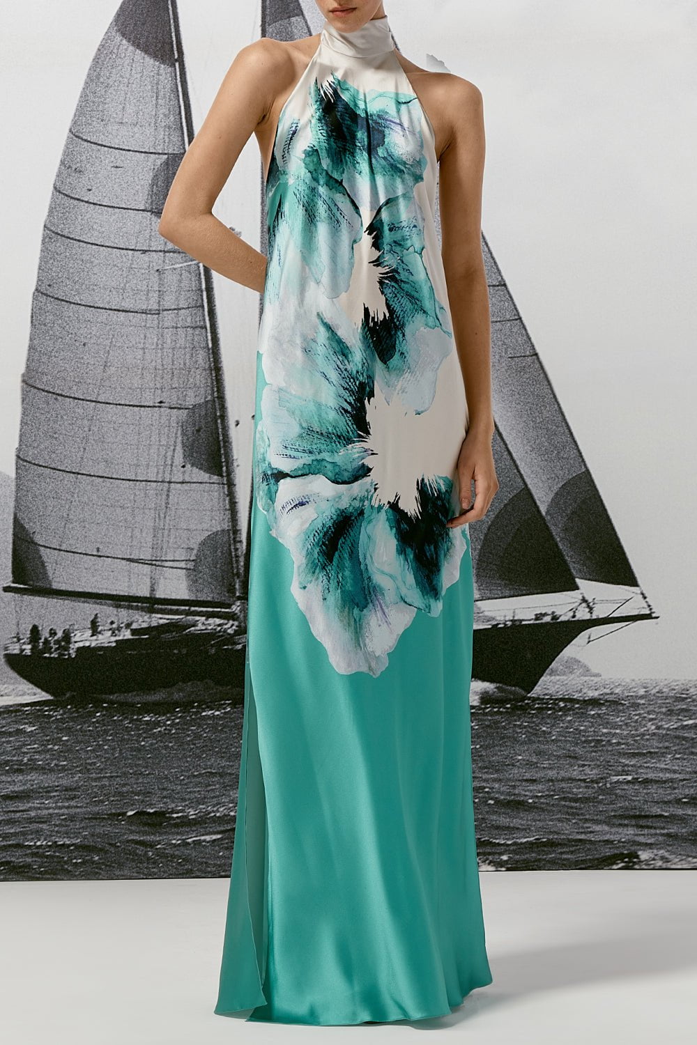 SILVIA TCHERASSI-Sherry Dress - Aqua Abstract Wave-