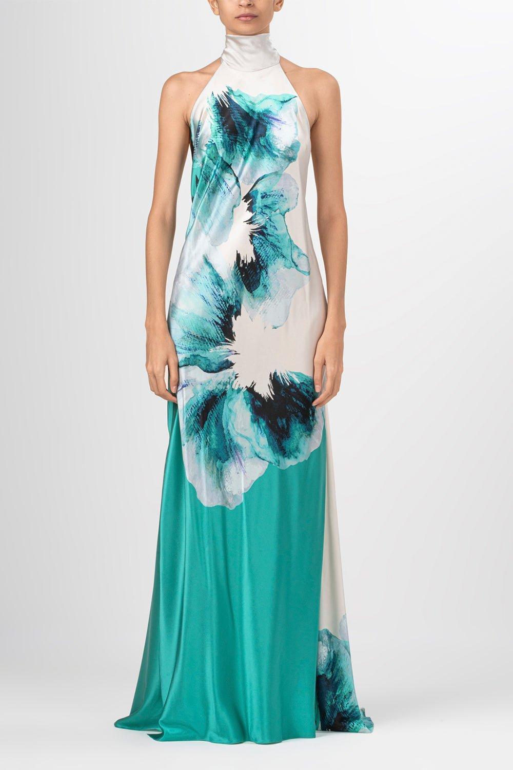 SILVIA TCHERASSI-Sherry Dress - Aqua Abstract Wave-