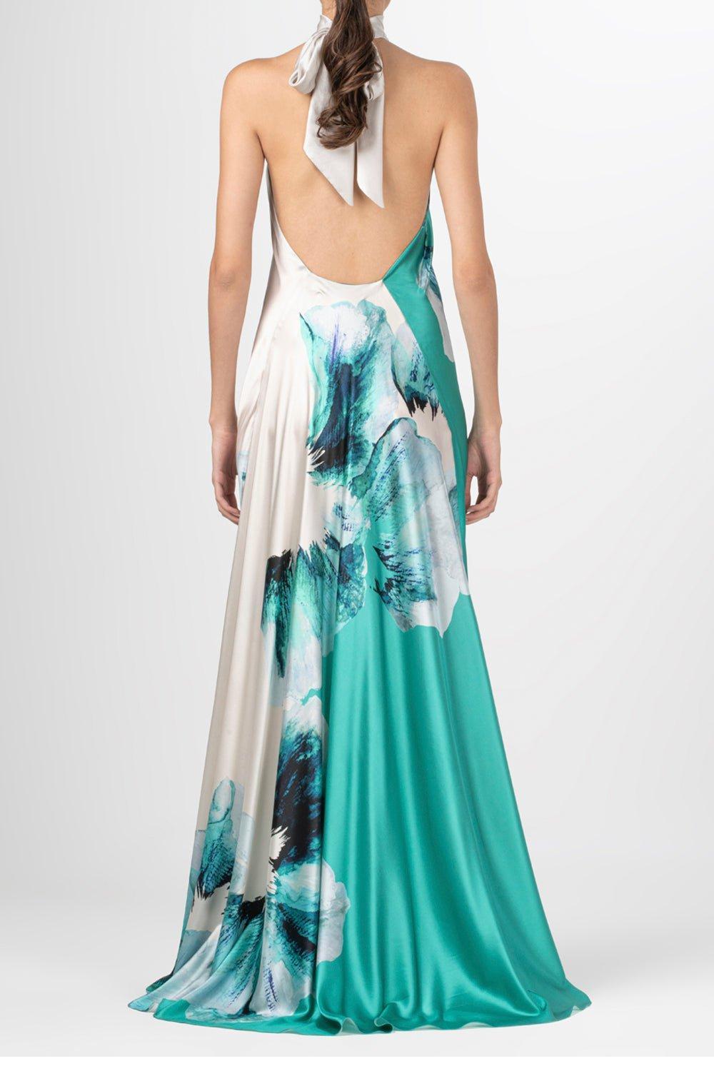 SILVIA TCHERASSI-Sherry Dress - Aqua Abstract Wave-