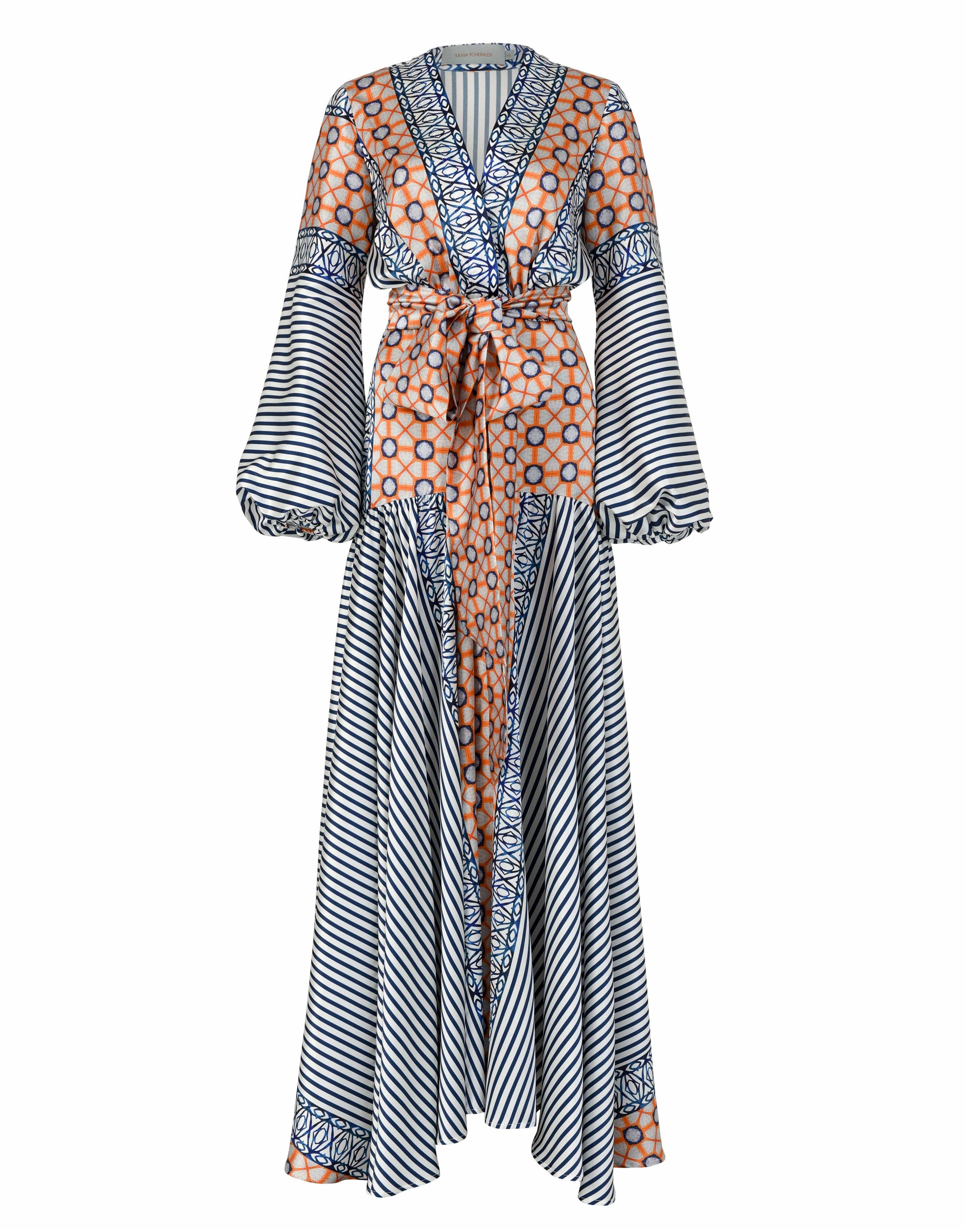 SILVIA TCHERASSI-Silk Long Sleeve Felicity Dress-