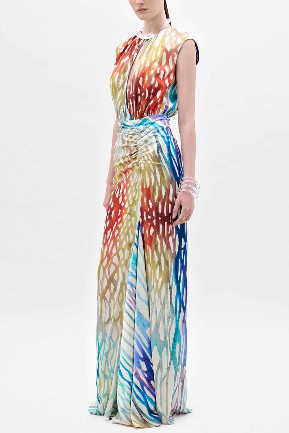 Samaira Dress - Coral Symphony-GEOMETRC-XS-CLOTHINGDRESSCOCKTAIL-SILVIA TCHERASSI