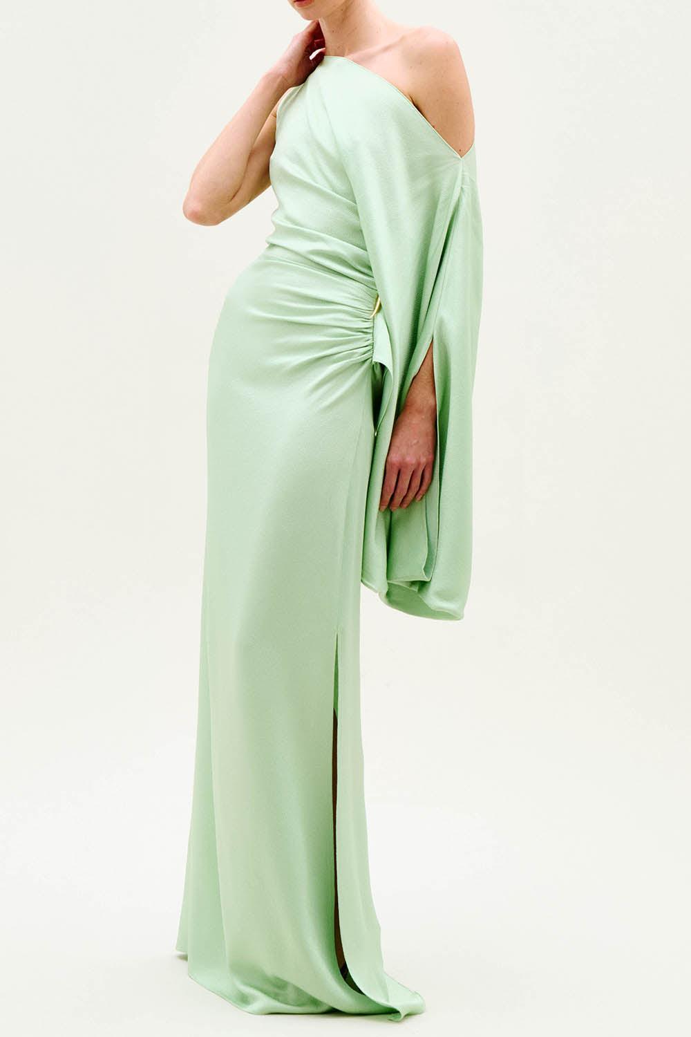 Kesia One Shoulder Gown-GREEN-S-CLOTHINGDRESSGOWN-SILVIA TCHERASSI