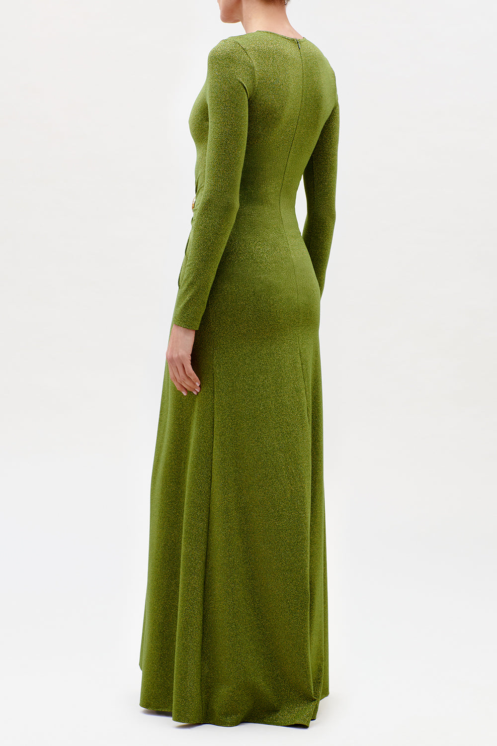 Melany Long Sleeve Embellished Dress-GREEN-XS-CLOTHINGDRESSGOWN-SILVIA TCHERASSI