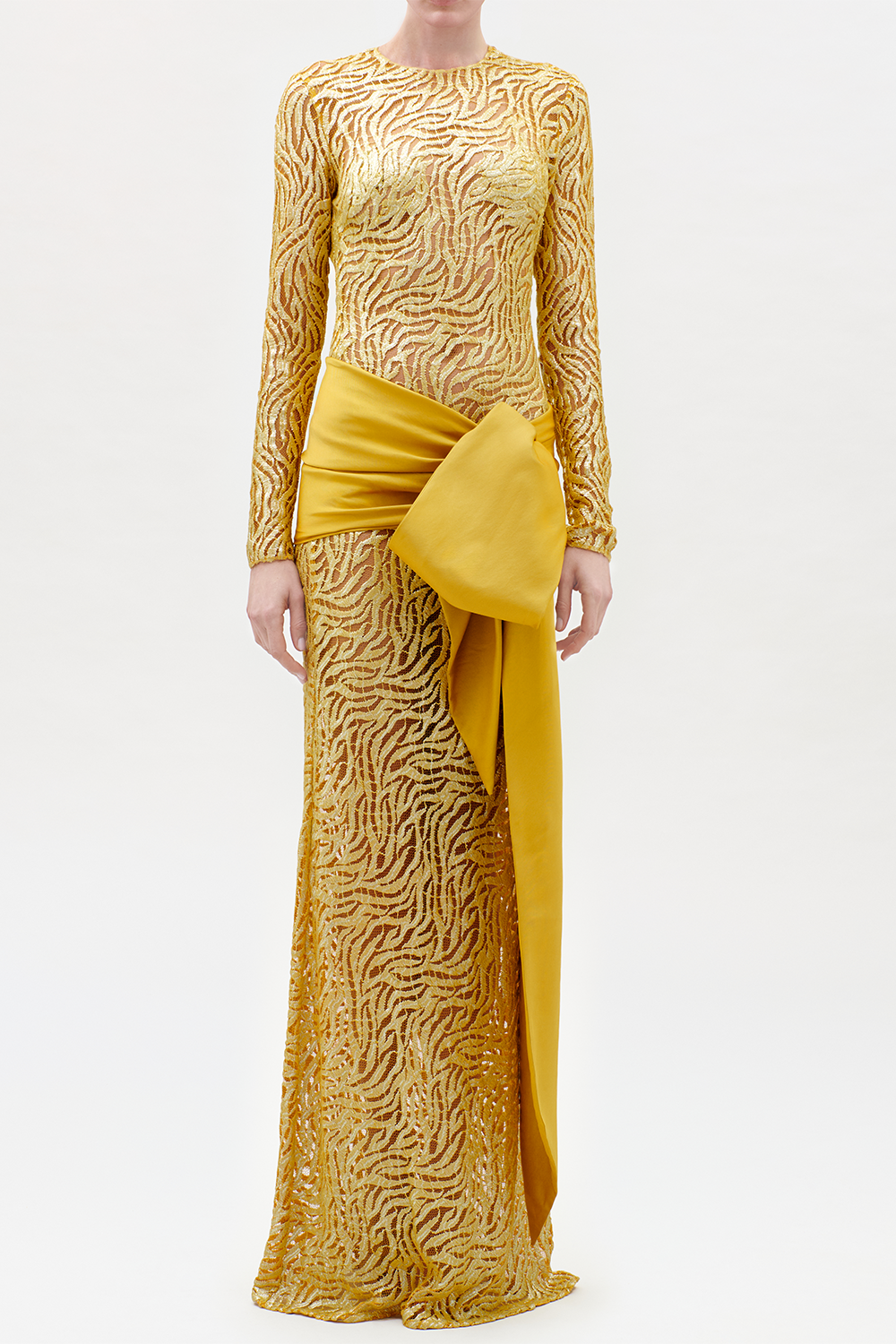  Lia Long Sleeve Bow Dress-YELLOW-S-CLOTHINGDRESSGOWN-SILVIA TCHERASSI 