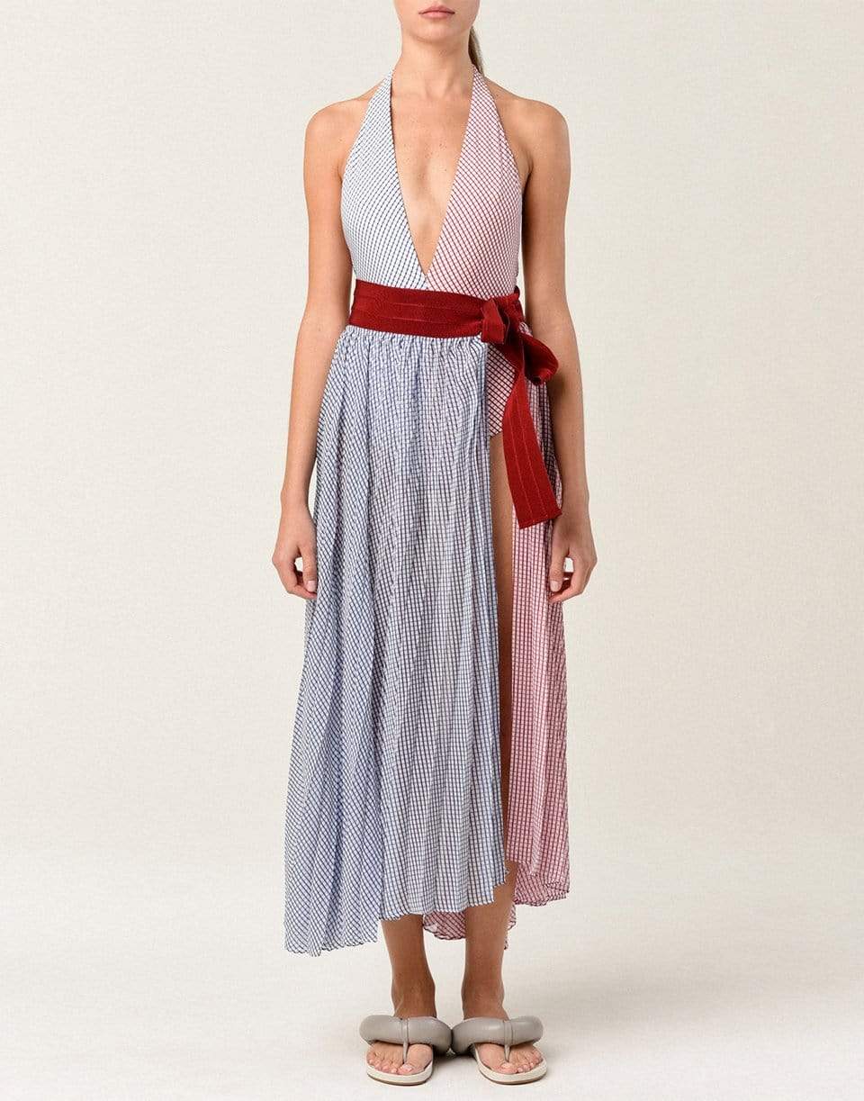 SILVIA TCHERASSI-Red and Navy Blanche Pareo Skirt-