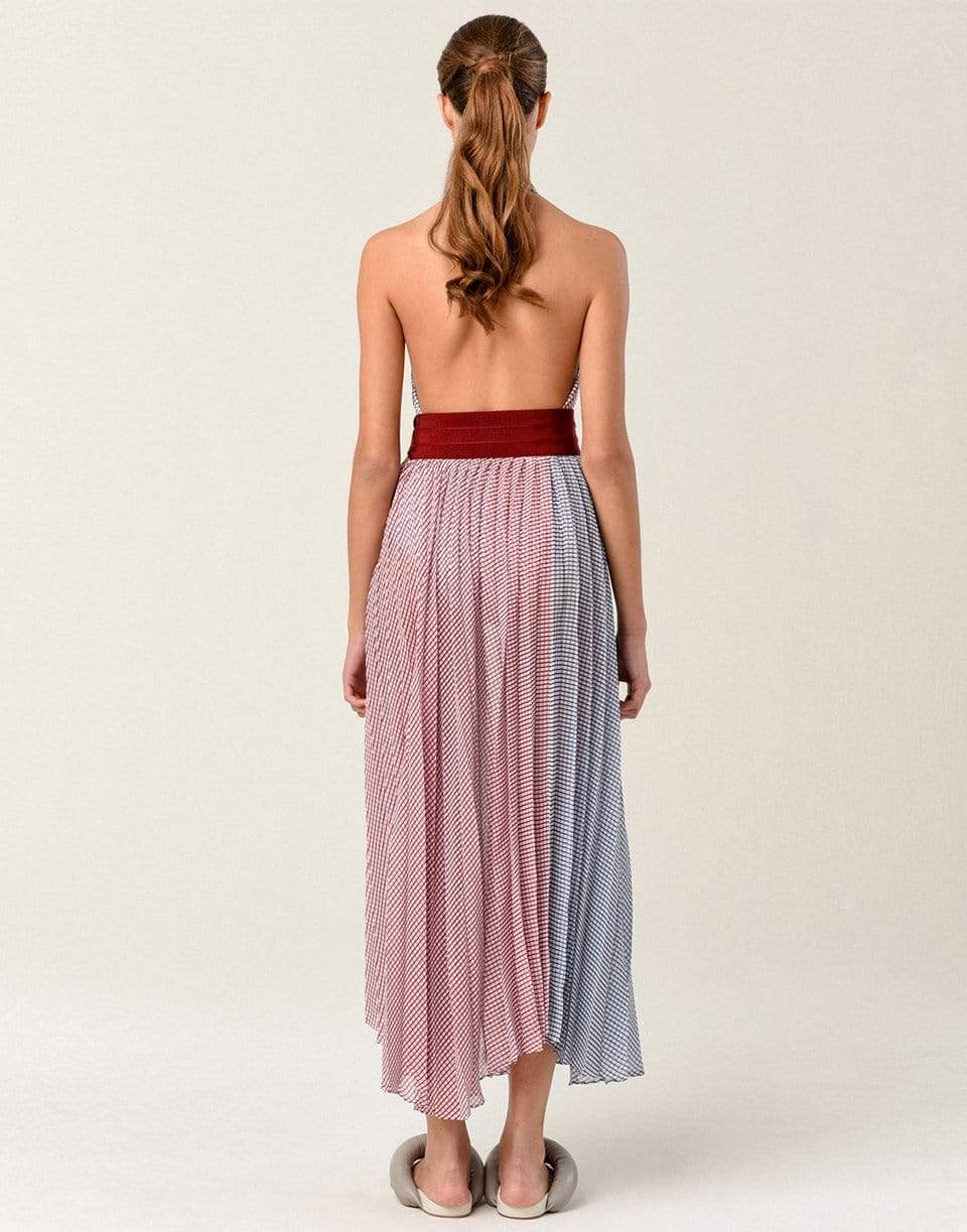 SILVIA TCHERASSI-Red and Navy Blanche Pareo Skirt-