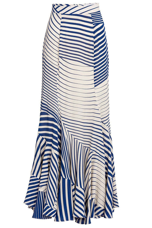 Florina Skirt - Blue Stripes-STRIPE-XS-CLOTHINGSKIRTMAXI-SILVIA TCHERASSI