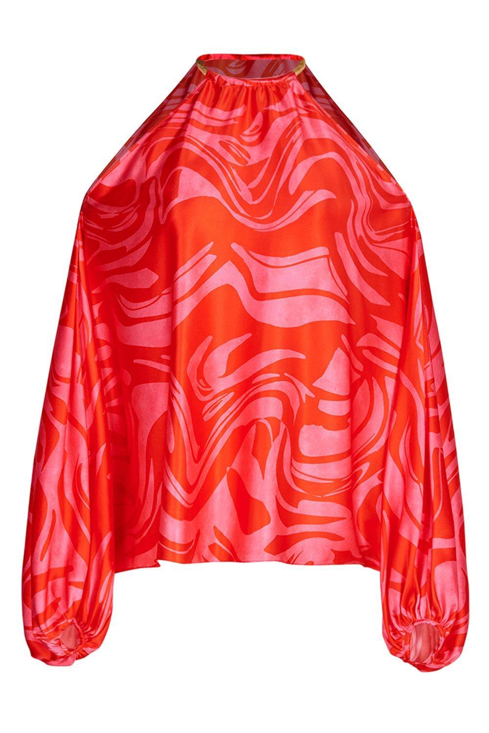 SILVIA TCHERASSI-Janina Blouse - Pink Red Marble-