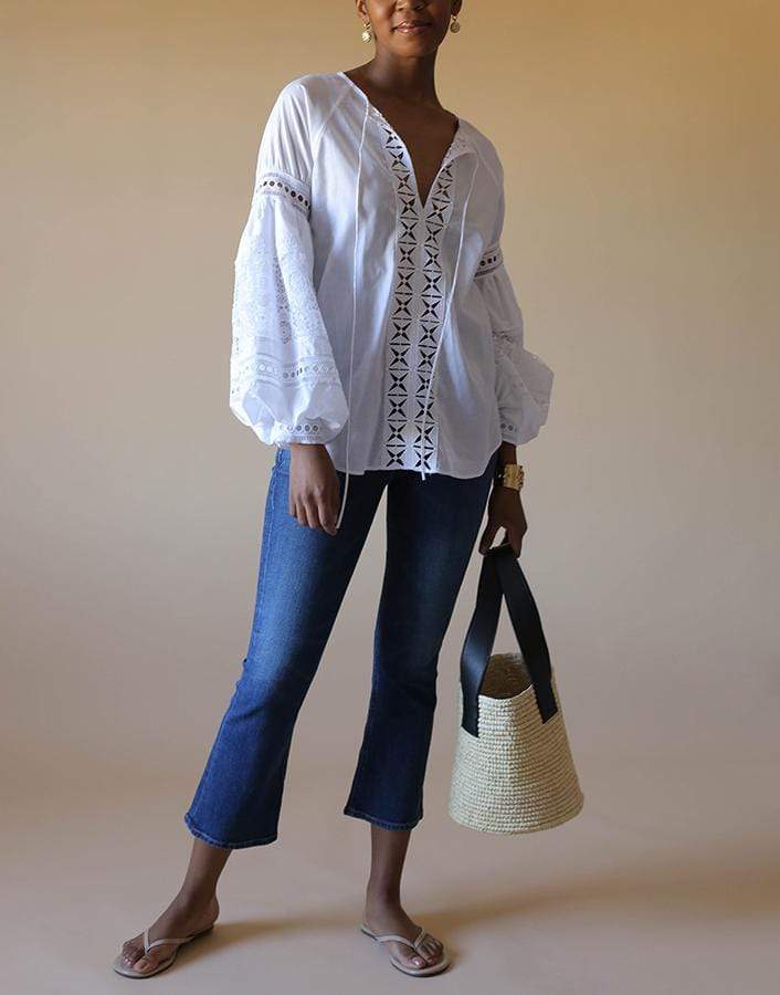SILVIA TCHERASSI-White Cotton Bethesda Blouse-