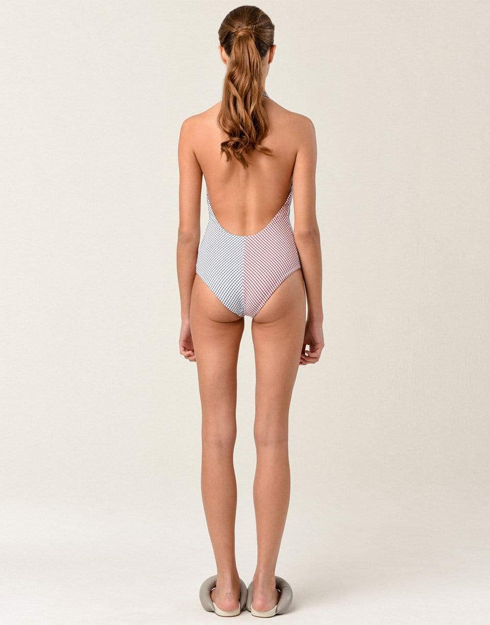 SILVIA TCHERASSI-Navy and Red Macumba Bodysuit-