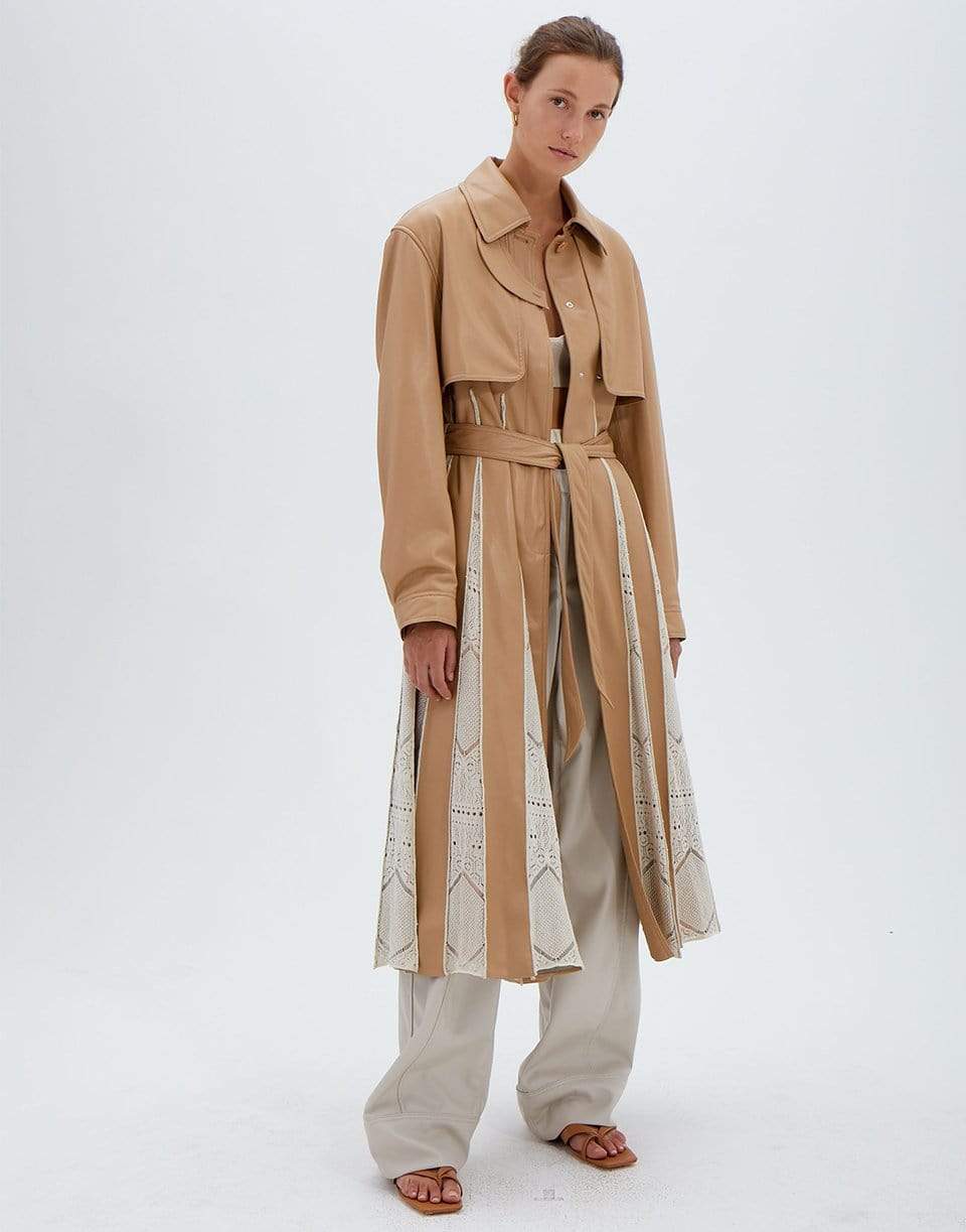 SIMKHAI-Kya Vegan Leather Knit Trench Coat-