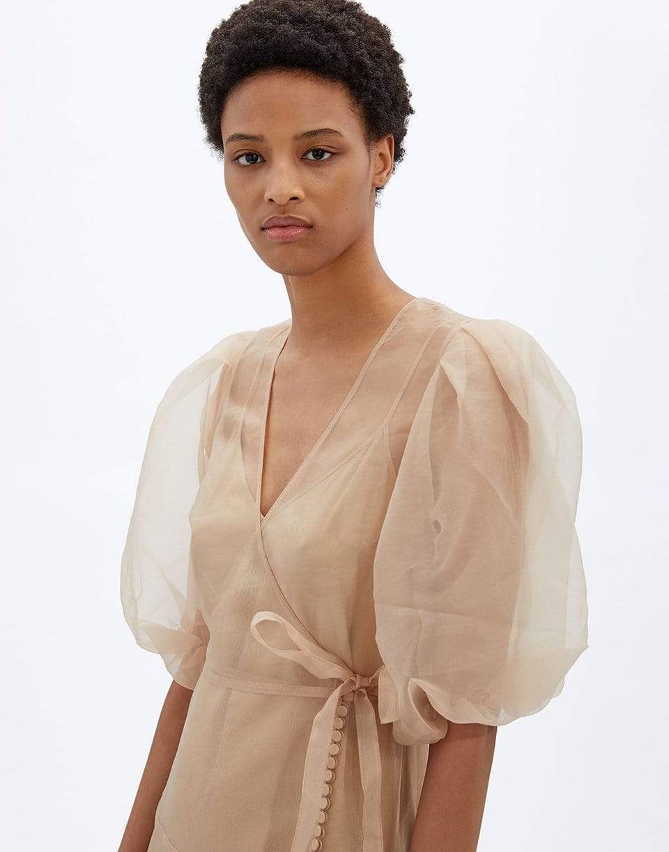 SIMKHAI-Lorelai Recycled Organza
Belted Surplice Midi
Dress-