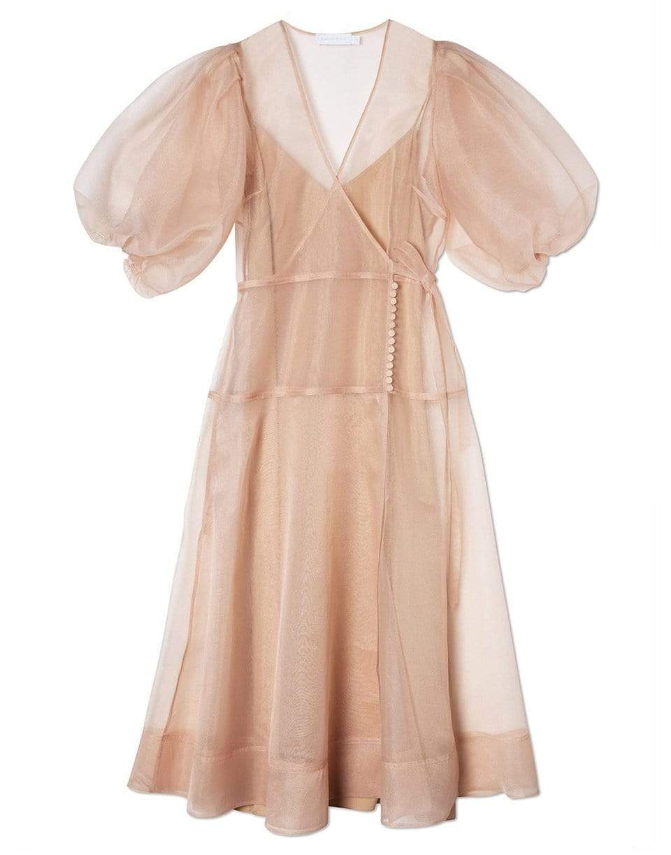 SIMKHAI-Lorelai Recycled Organza
Belted Surplice Midi
Dress-