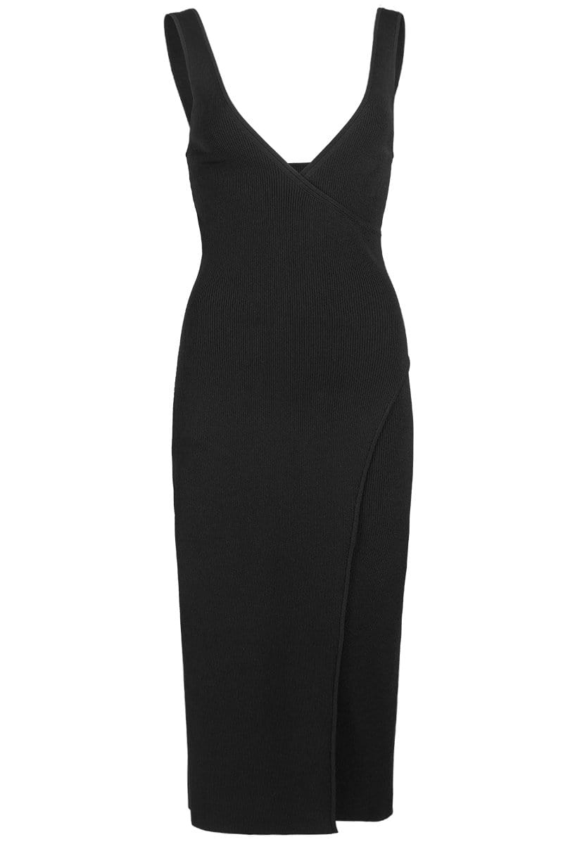 SIMKHAI-Milani Core Deep Rib Wrap Dress-