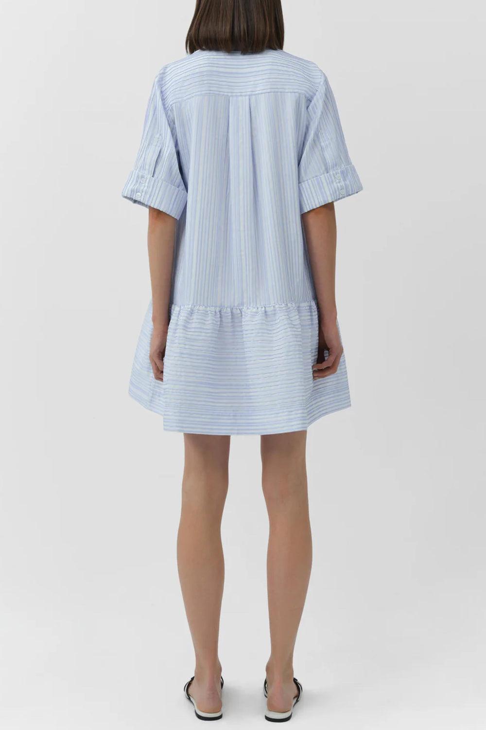 Cris Short Sleeve Shirt Dress-BLUE-XS-CLOTHINGDRESSCASUAL-SIMKHAI