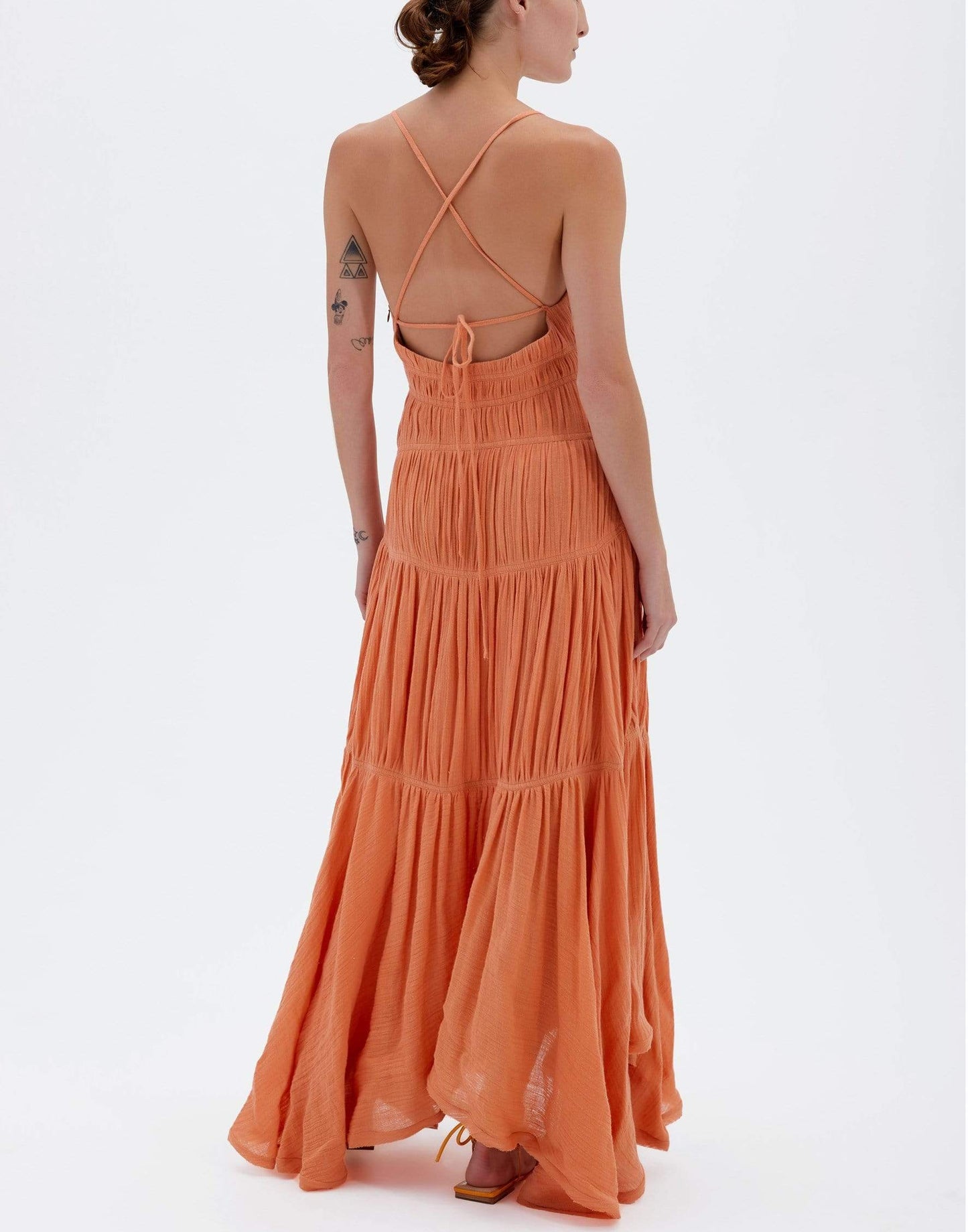 SIMKHAI-Winnie Linen Gauze Dress - Caramel-