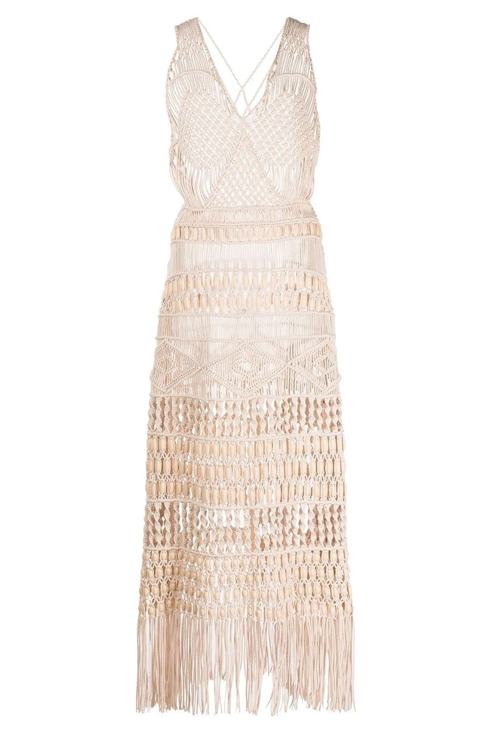 SIMKHAI-Scout Macrame Fringe Maxi Dress-