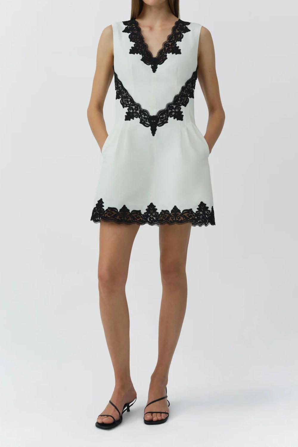 Minna Lace Mini Dress-CREAM-0-CLOTHINGDRESSCASUAL-SIMKHAI