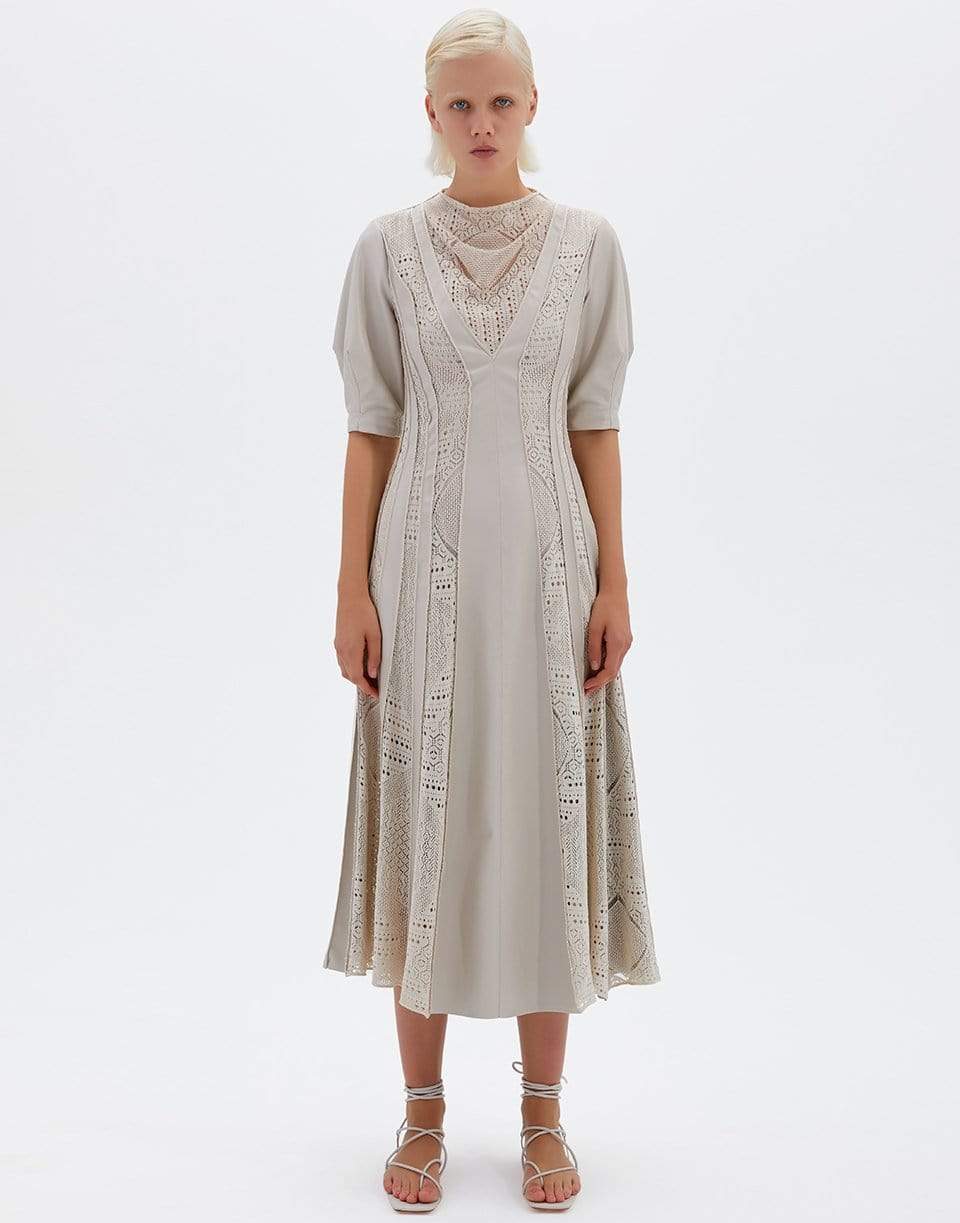 SIMKHAI-Fay Vegan Leather Knit Midi Dress-