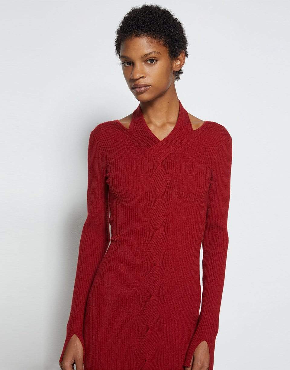 SIMKHAI-Long Sleeve Alejandra Twisted Cable Dress-