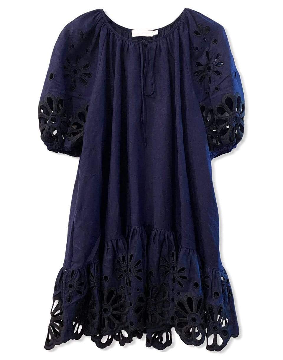 SIMKHAI-Evangelina Broderie Anglaise Mini Dress - Midnight-