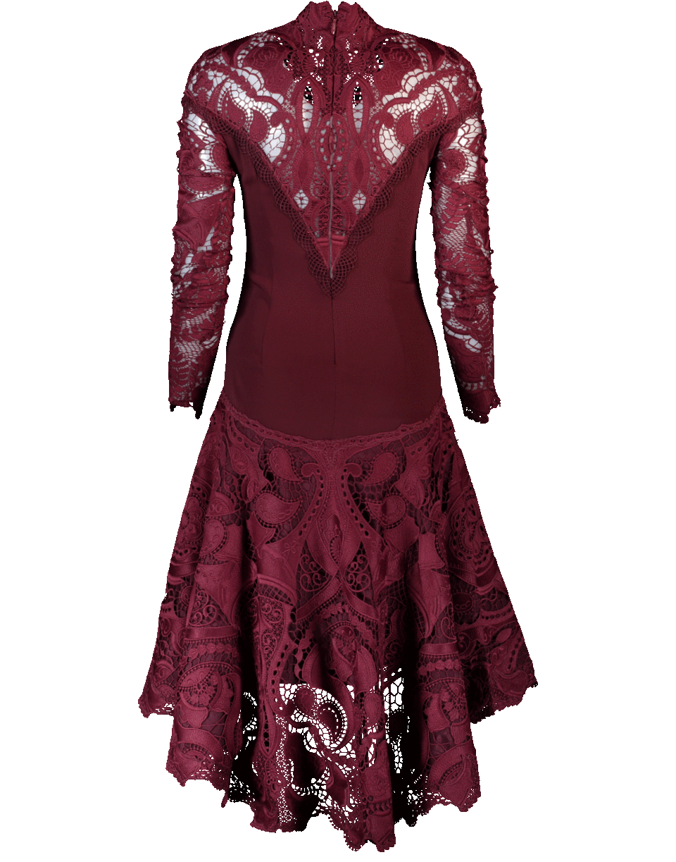 SIMKHAI-Crepe Applique Trumpet Dress-OXBLOOD