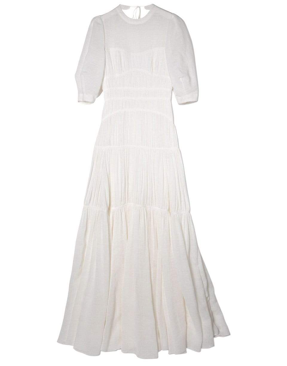 SIMKHAI-Fira Ruched Paneled Open
Back Maxi Dress-