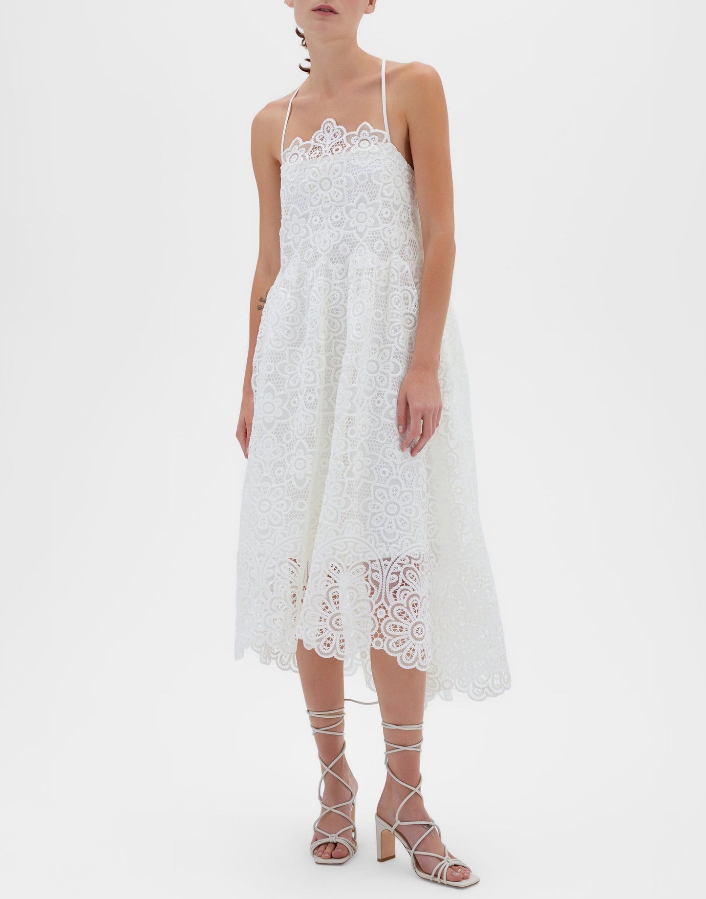 SIMKHAI-Zayna Guipure Midi Dress-