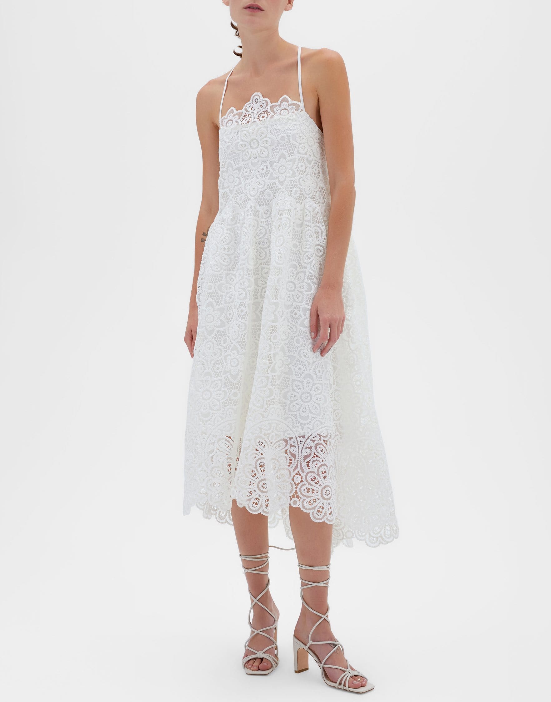 SIMKHAI-Zayna Guipure Midi Dress-