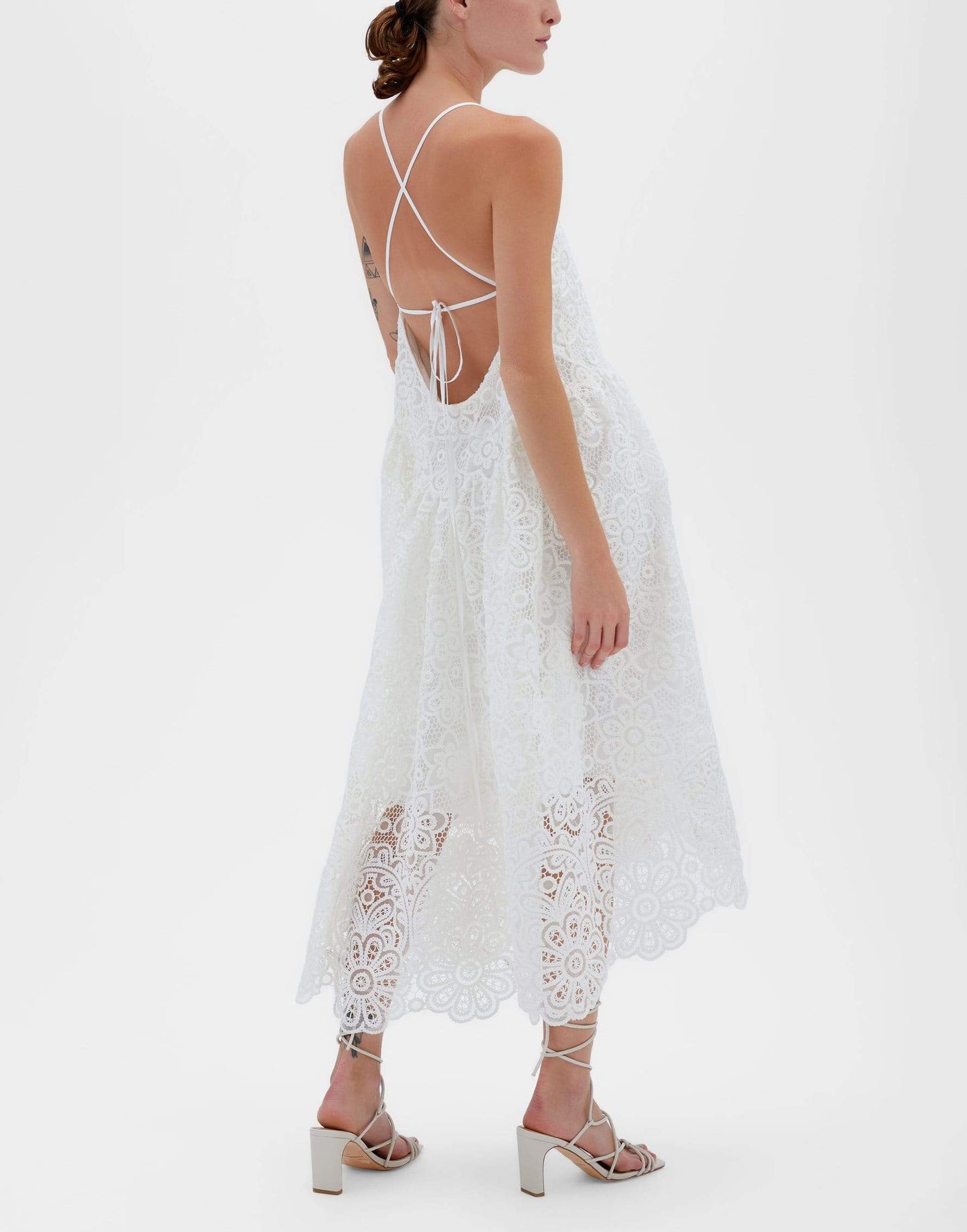 SIMKHAI-Zayna Guipure Midi Dress-