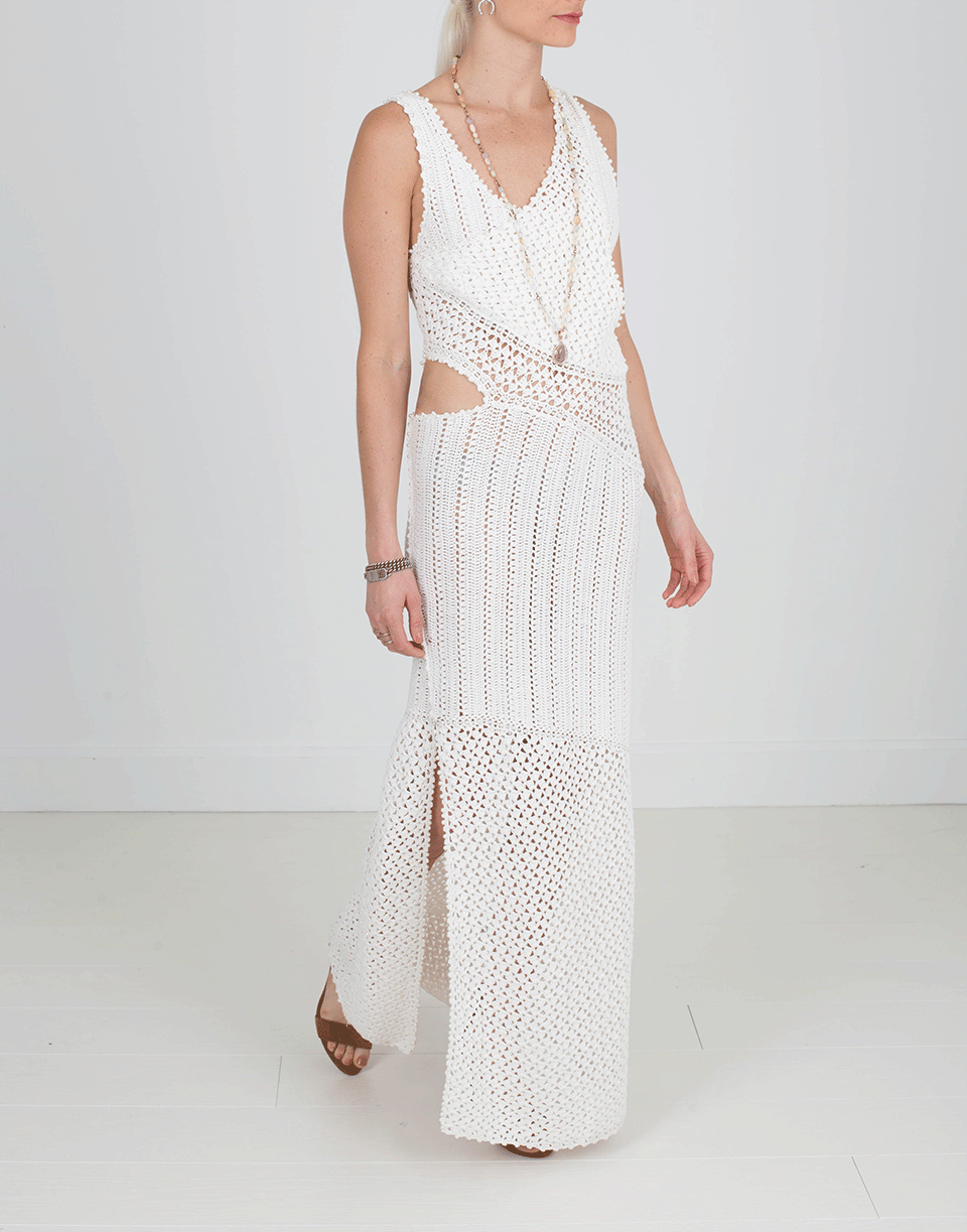 SIMKHAI-Pearl Crochet Maxi Dress-