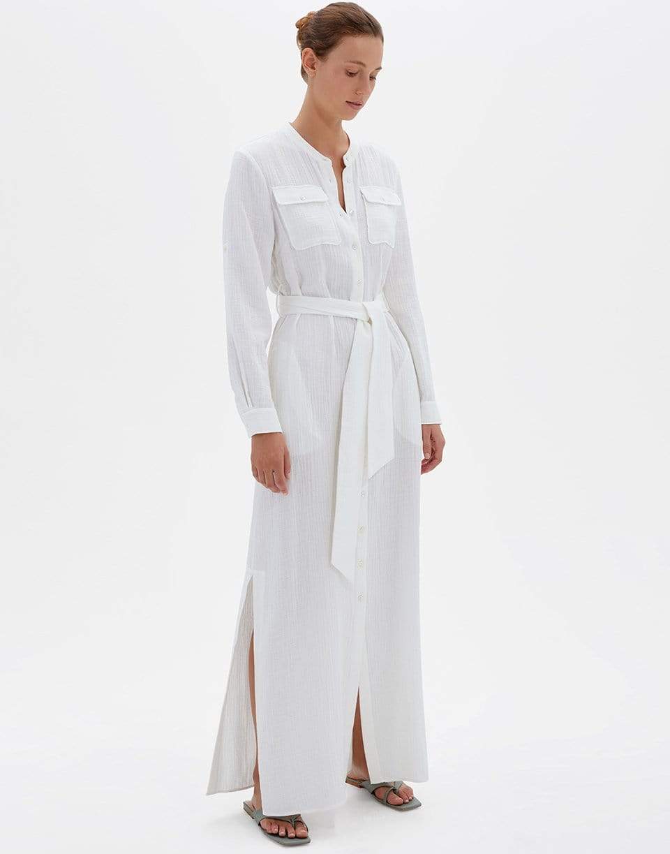 SIMKHAI-Ester Organic Gauze Tie Waist Shirt Dress-