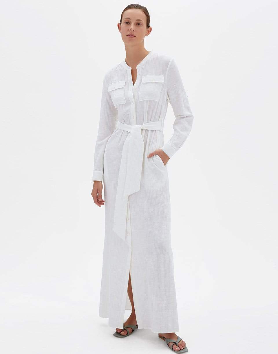 SIMKHAI-Ester Organic Gauze Tie Waist Shirt Dress-