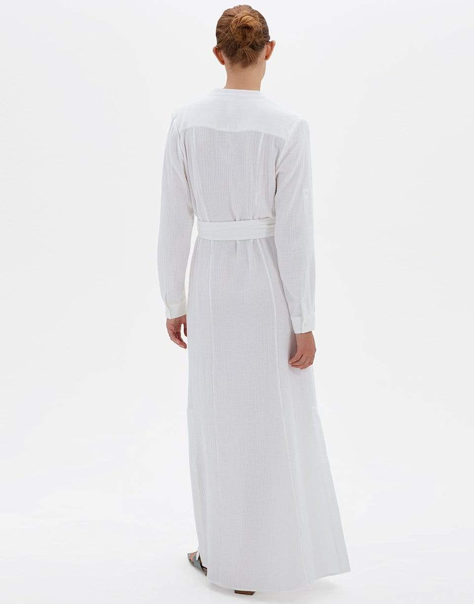 SIMKHAI-Ester Organic Gauze Tie Waist Shirt Dress-