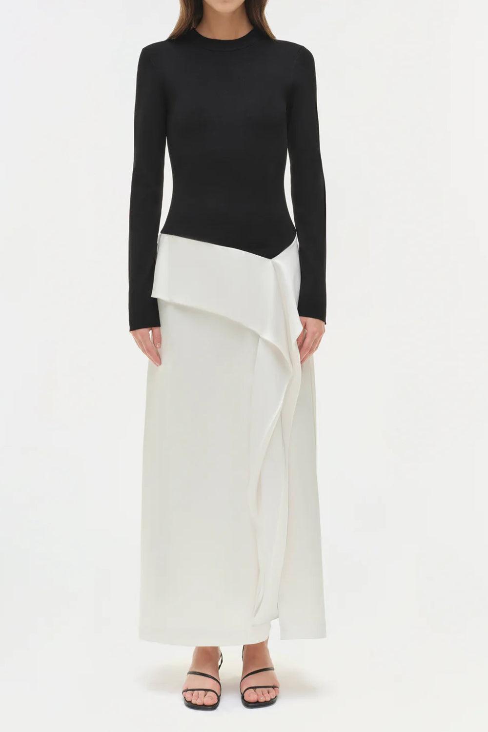 Ornella Long Sleeve Midi Dress-BLACK-XS-CLOTHINGDRESSCOCKTAIL-SIMKHAI
