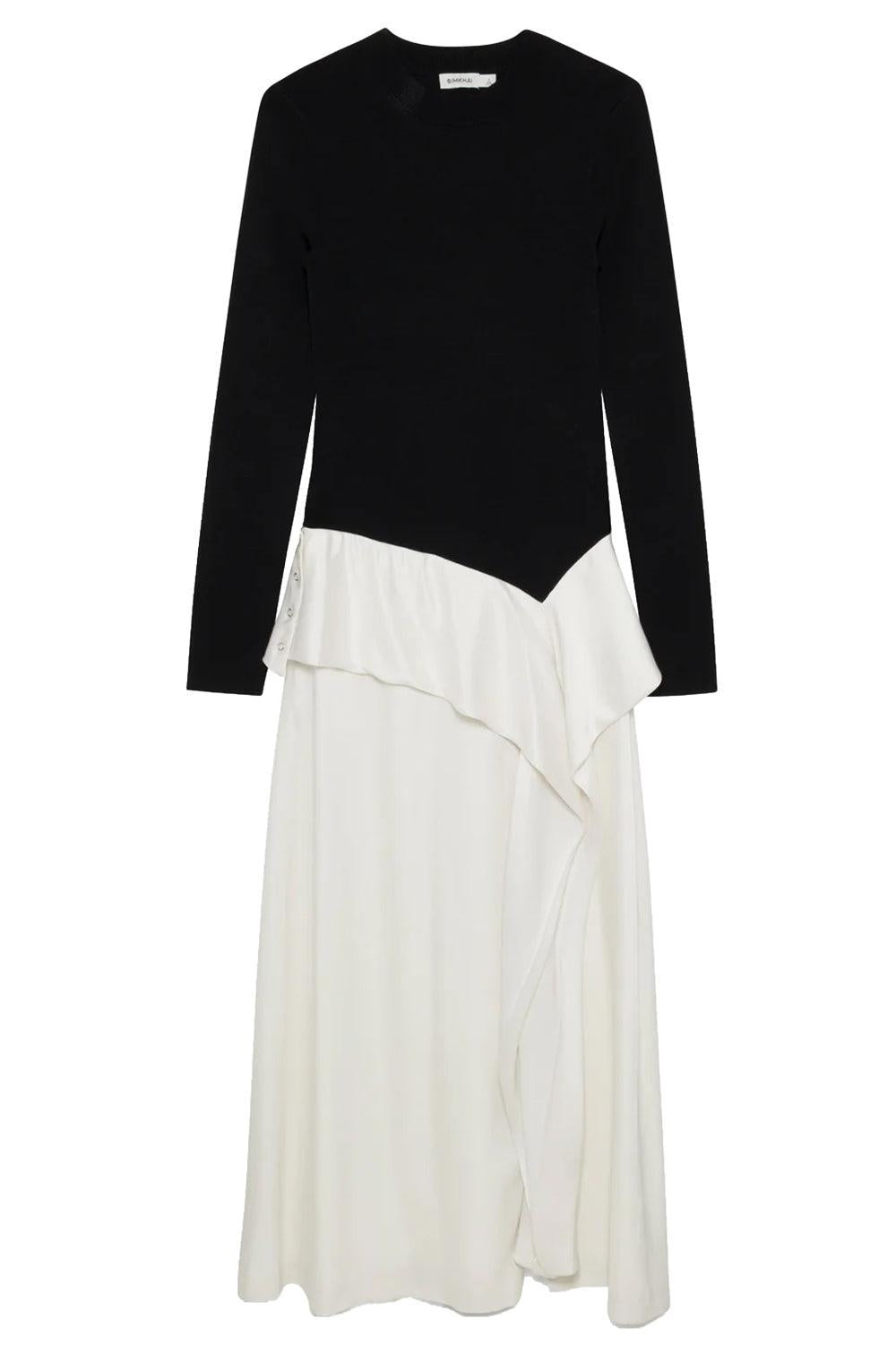Ornella Long Sleeve Midi Dress-BLACK-XS-CLOTHINGDRESSCOCKTAIL-SIMKHAI