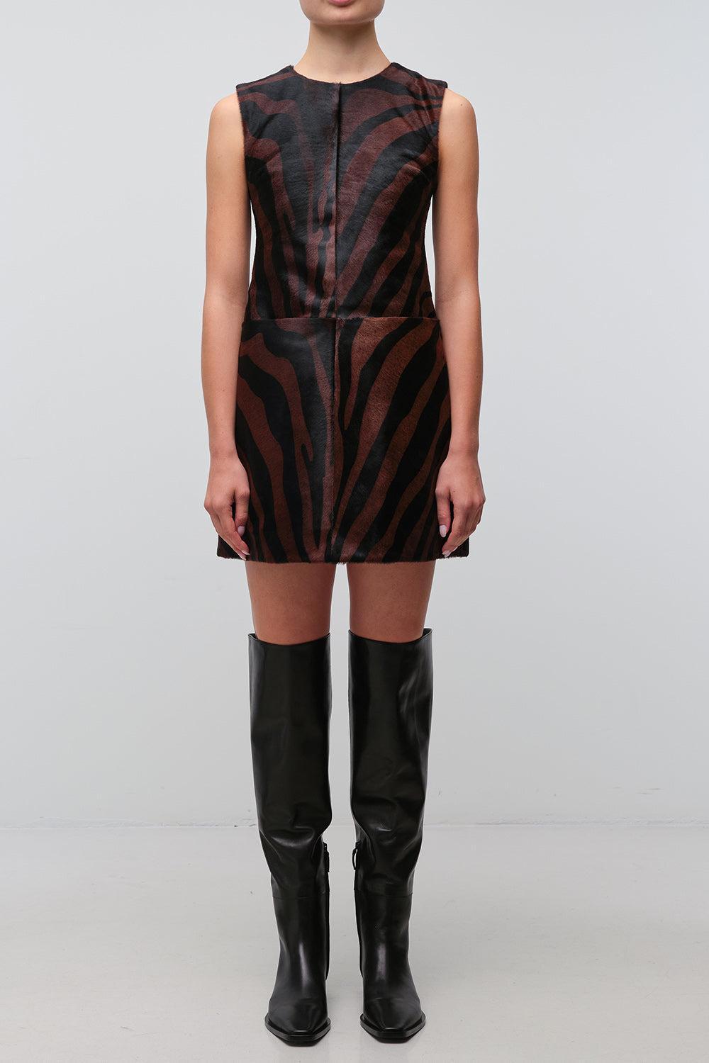 Sonoma Sleeveless Mini Dress - Zebra-NOVELTY-2-CLOTHINGDRESSCOCKTAIL-SIMKHAI