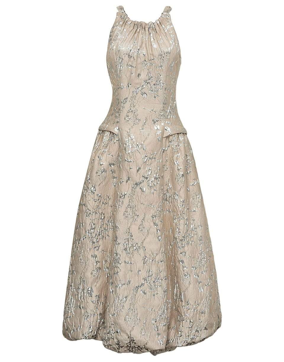 SIMKHAI-Remi Metallic Matelasse Bubble Skirt Midi Dress-