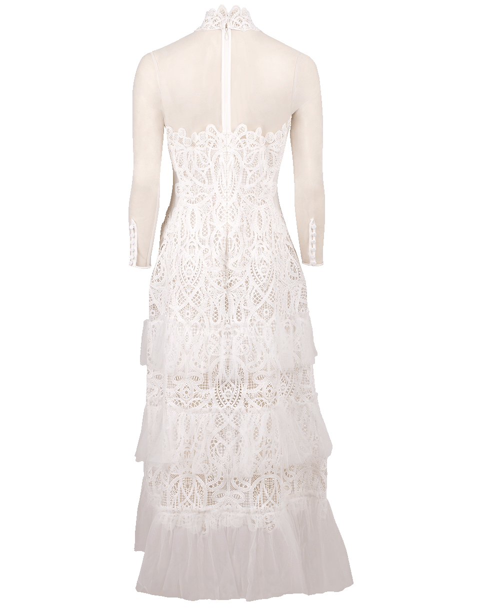 SIMKHAI-Threaded Lace and Tulle Dress-WHITE