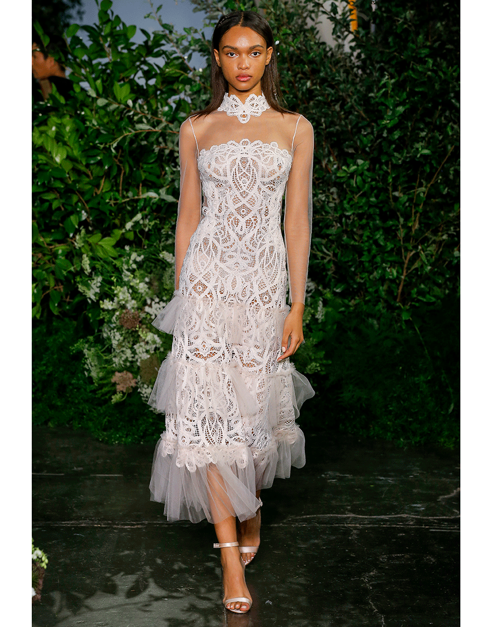 SIMKHAI-Threaded Lace and Tulle Dress-WHITE