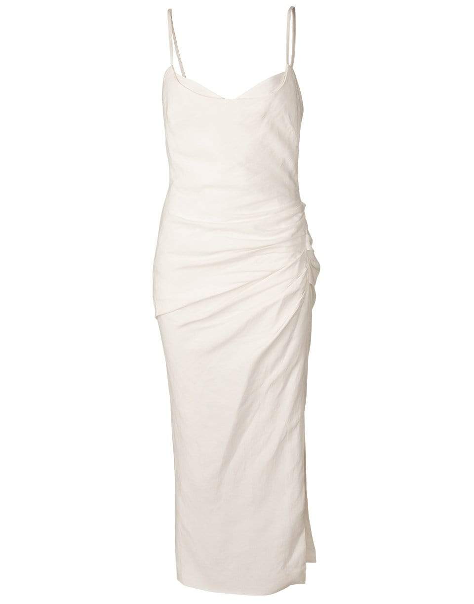 SIMKHAI-White Ariel Draped Linen Gown-