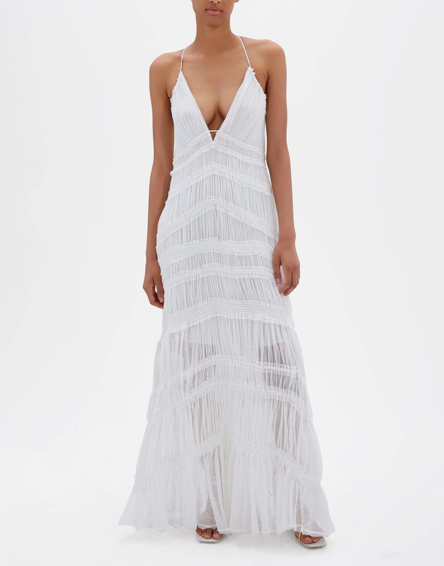 SIMKHAI-Rosalinda V-Neck Asymmetric Gown-