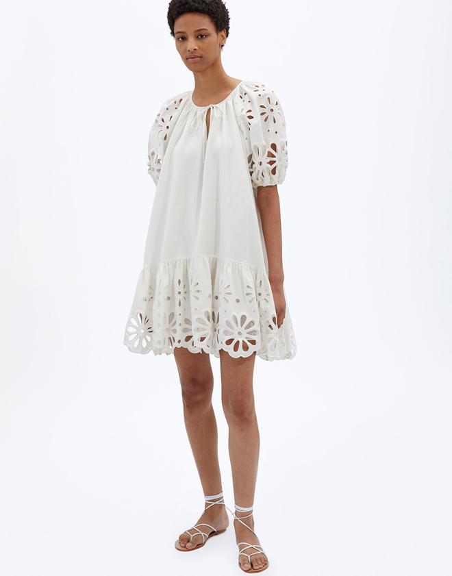 SIMKHAI-Evangelina Broderie Anglaise Mini Dress - White-