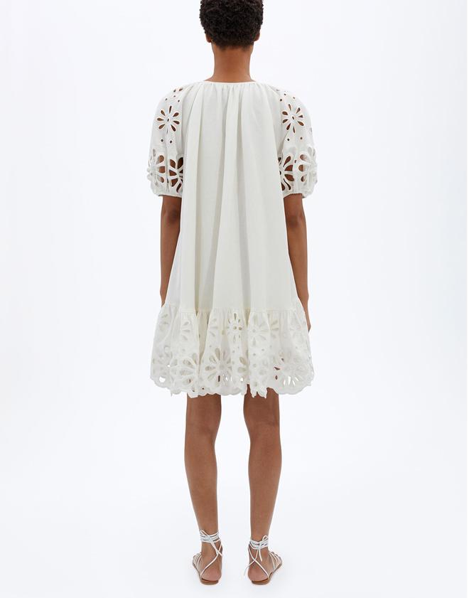 SIMKHAI-Evangelina Broderie Anglaise Mini Dress - White-