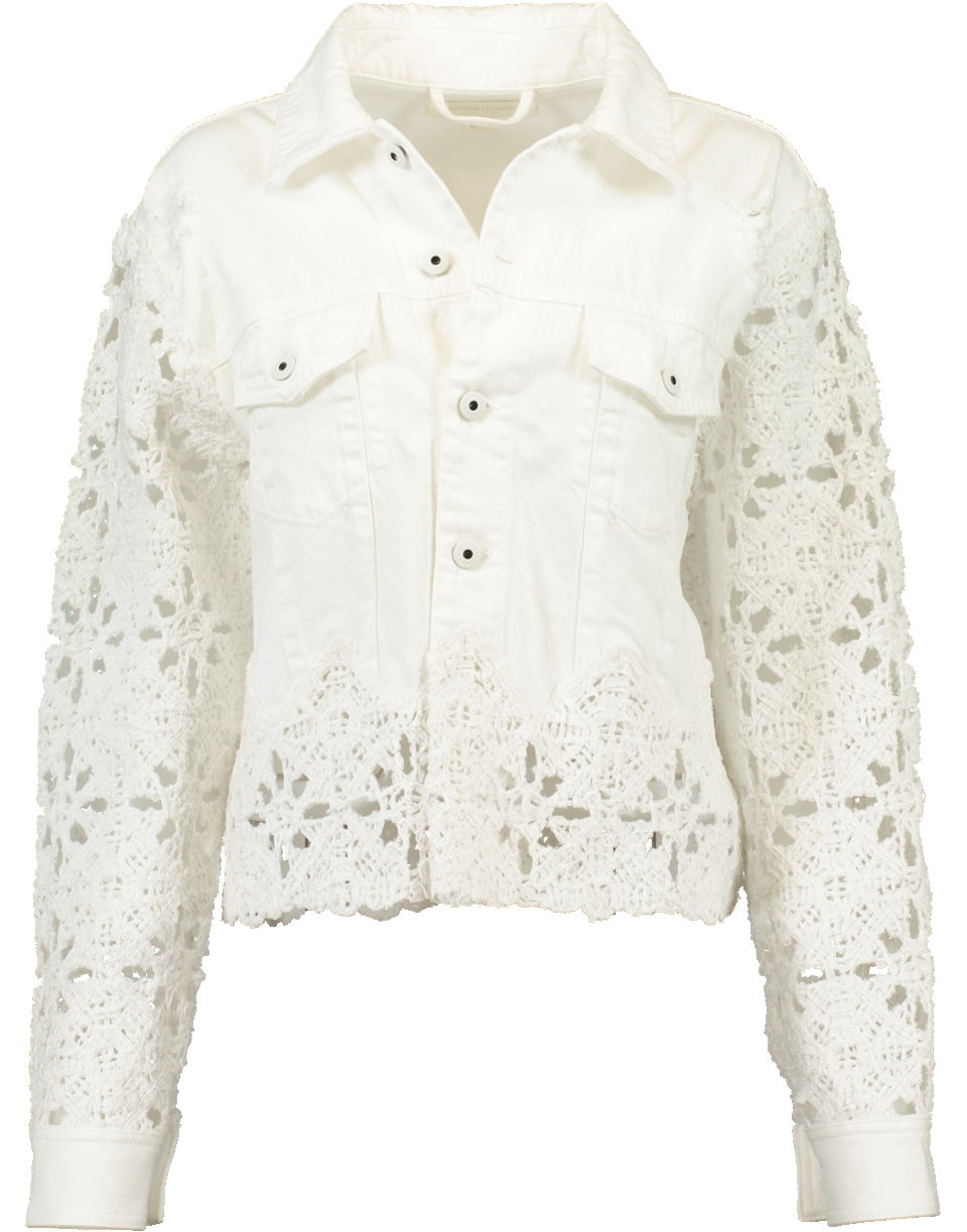 SIMKHAI-Macrame Cropped Denim Jacket-